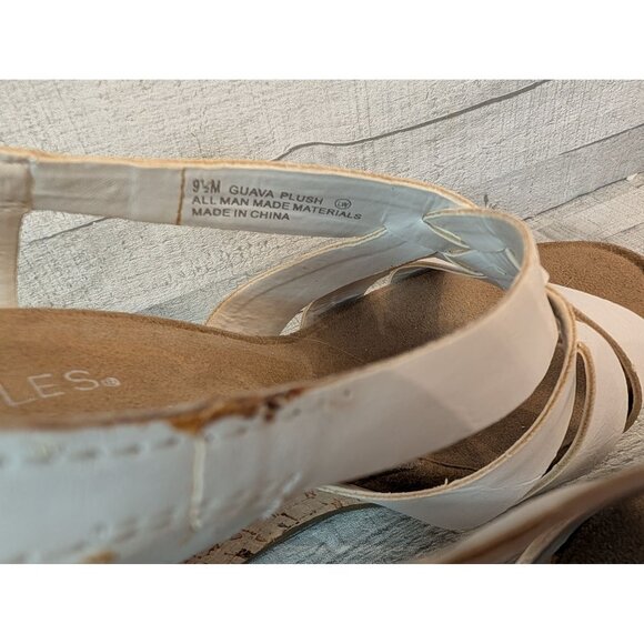 Aerosoles Womens White Wedge Sandals Size 9.5M Cork Heel Adjustable Buckle Strap - Picture 4 of 6